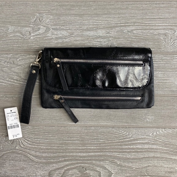Joyce Leslie Handbags - 🛍 NWT - Black Faux Leather Clutch Wristlet
